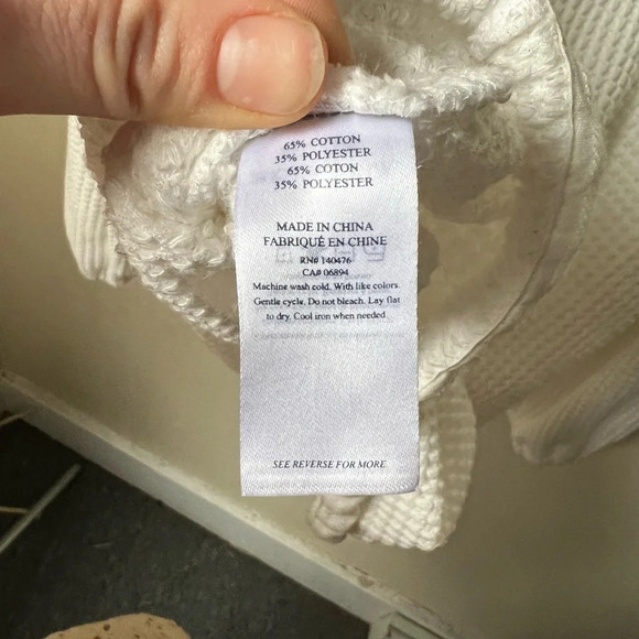 Faherty Pullover Sweatshirt in White Size Small - Picture 6 of 7